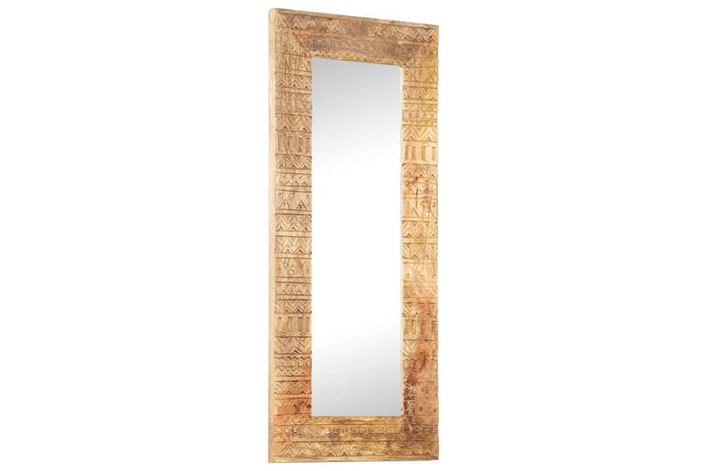 Håndskåret speil 110x50x11 cm heltre mango - Brun - Innredning - Speil - Veggspeil