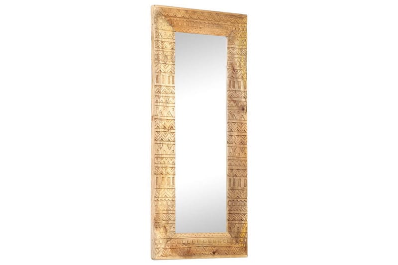 Håndskåret speil 110x50x11 cm heltre mango - Brun - Innredning - Speil - Veggspeil