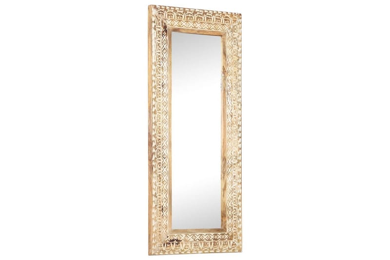 Håndskåret speil 110x50x11 cm heltre mango - Brun - Innredning - Speil - Veggspeil