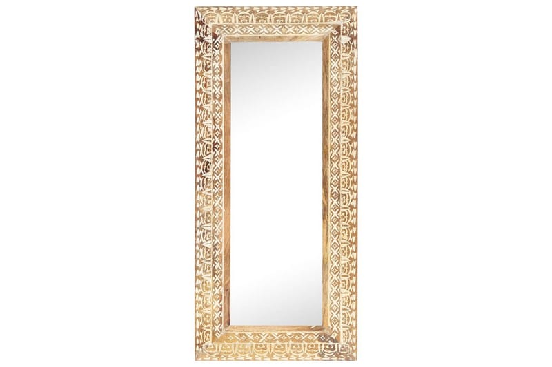 Håndskåret speil 110x50x11 cm heltre mango - Brun - Innredning - Speil - Veggspeil