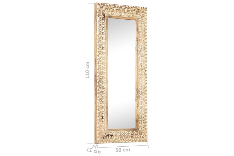 Håndskåret speil 110x50x11 cm heltre mango - Brun - Innredning - Speil - Veggspeil