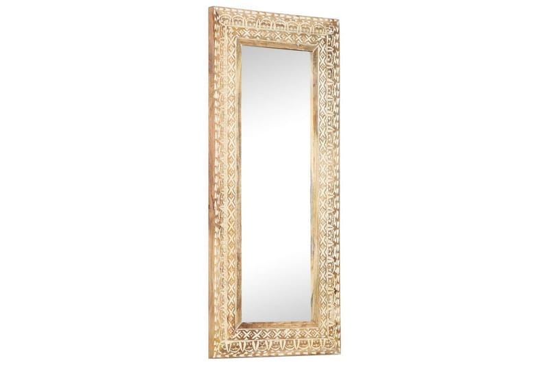 Håndskåret speil 110x50x11 cm heltre mango - Brun - Innredning - Speil - Veggspeil
