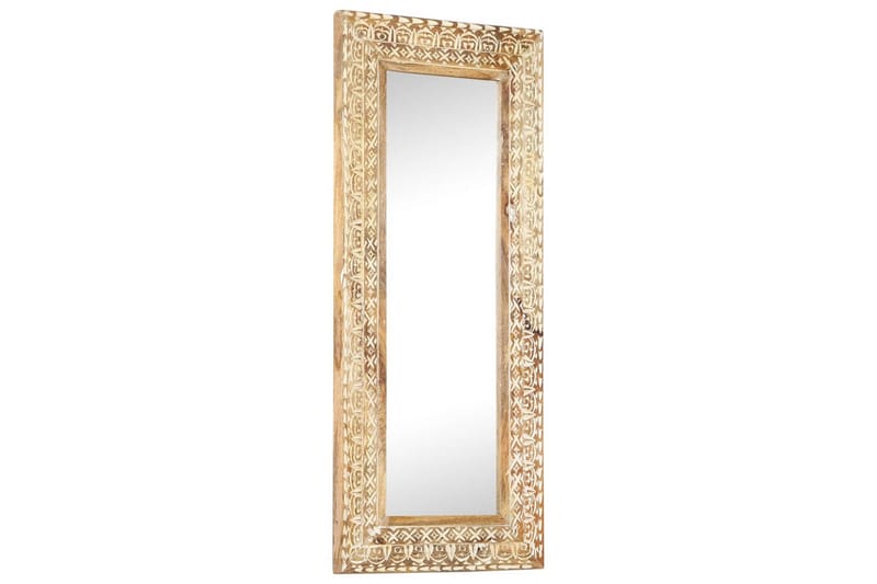Håndskåret speil 110x50x11 cm heltre mango - Brun - Innredning - Speil - Veggspeil