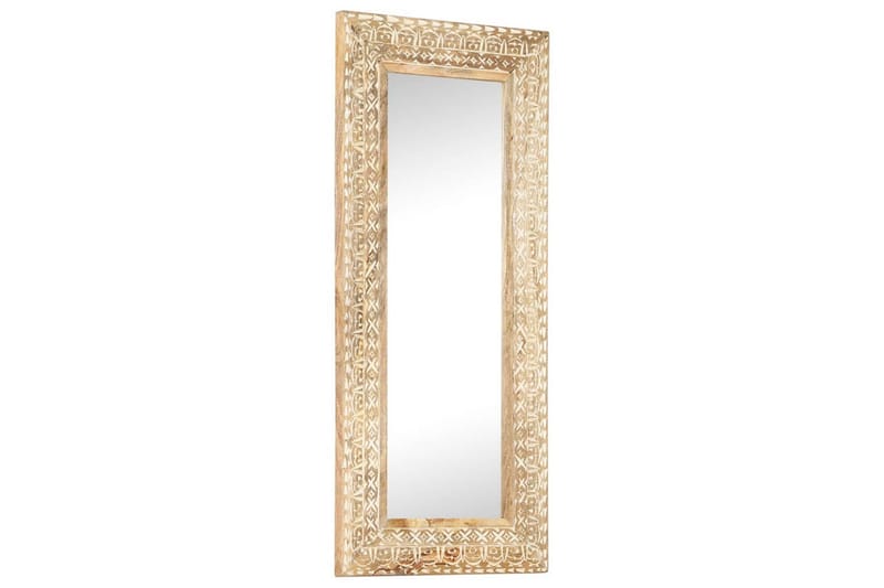 Håndskåret speil 110x50x11 cm heltre mango - Brun - Innredning - Speil - Veggspeil