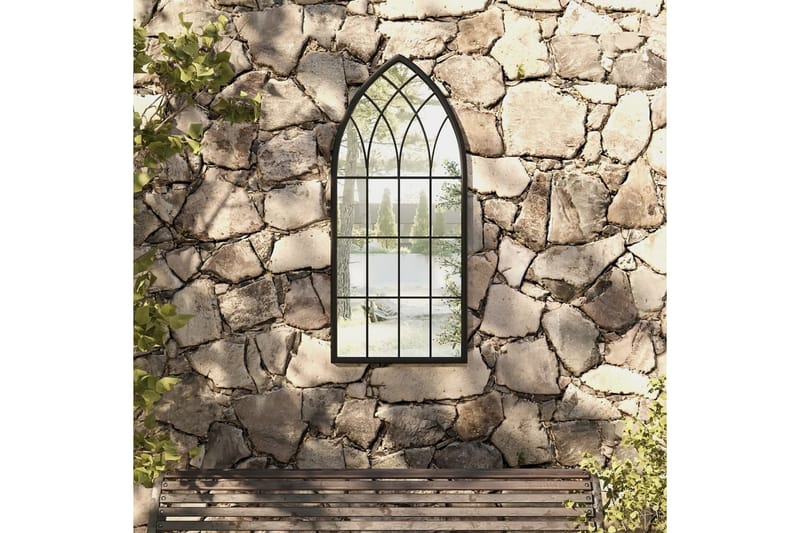 Hagespeil svart 100x45 cm for utendørs bruk jern - Svart - Innredning - Speil - Veggspeil