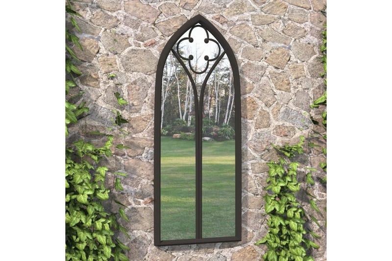 Hagespeil svart 100x45 cm for utendørs bruk jern - Svart - Innredning - Speil - Veggspeil