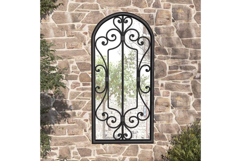Hagespeil svart 100x45 cm for utendørs bruk jern - Svart - Innredning - Speil - Veggspeil