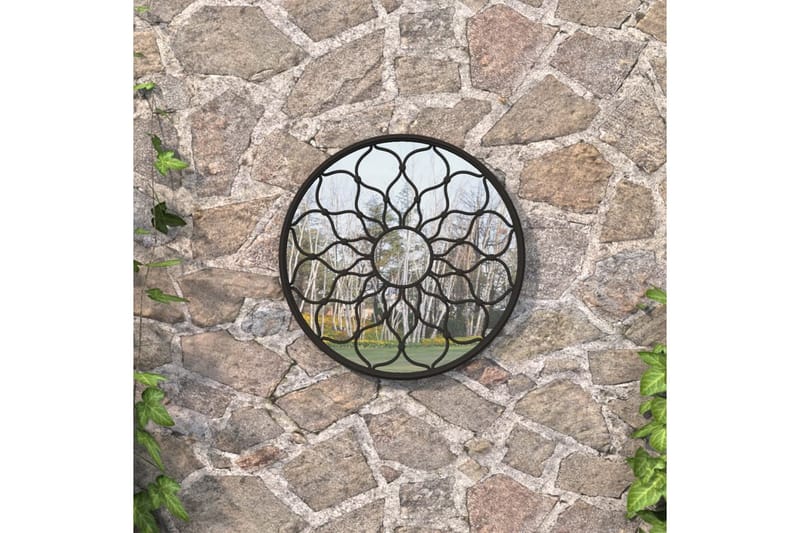 Hagespeil svart 40x3 cm for utendørs bruk jern - Svart - Innredning - Speil - Veggspeil