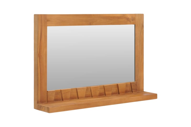 Veggspeil med hylle 60x12x40 cm heltre teak - Innredning - Speil - Sminkespeil