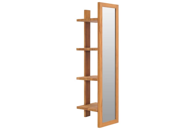 Veggspeil med hyller 30x30x120 cm heltre teak - Innredning - Speil - Sminkespeil