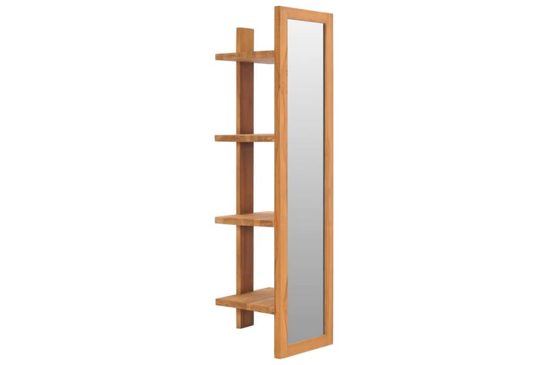 Veggspeil med hyller 30x30x120 cm heltre teak - Sminkespeil - Baderomstilbehør