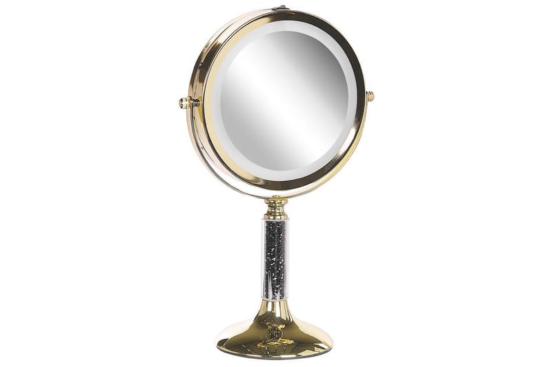 Sminkspegel Beliani Baixas Guld/svart GOLD||Black - Innredning - Speil - Sminkespeil
