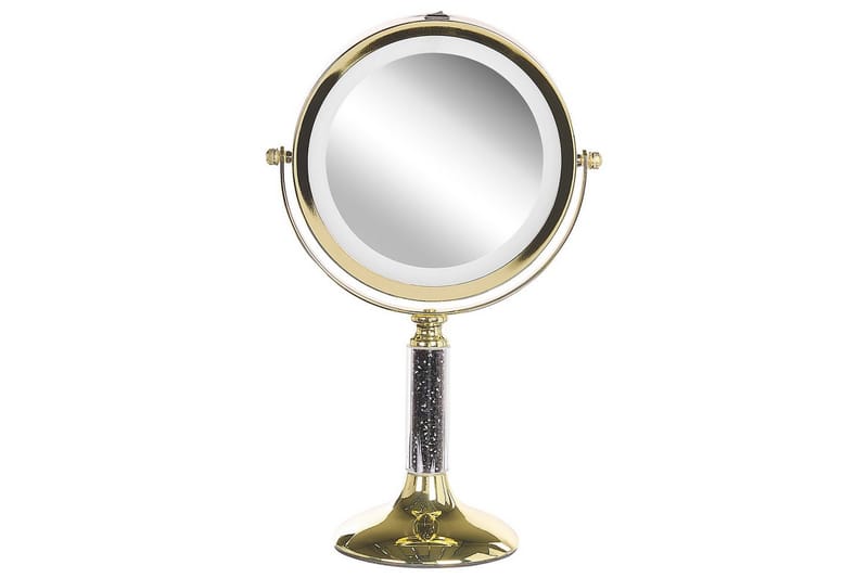 Sminkspegel Beliani Baixas Guld/svart GOLD||Black - Innredning - Speil - Sminkespeil