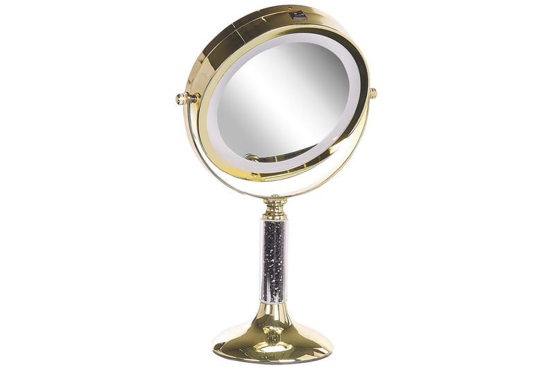 Sminkspegel Beliani Baixas Guld/svart GOLD||Black - Innredning - Speil - Sminkespeil