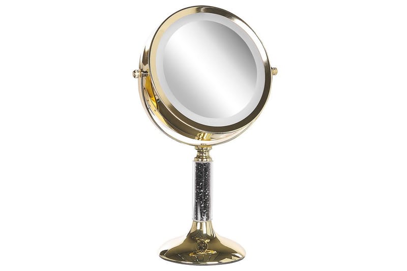 Sminkspegel Beliani Baixas Guld/svart GOLD||Black - Innredning - Speil - Sminkespeil