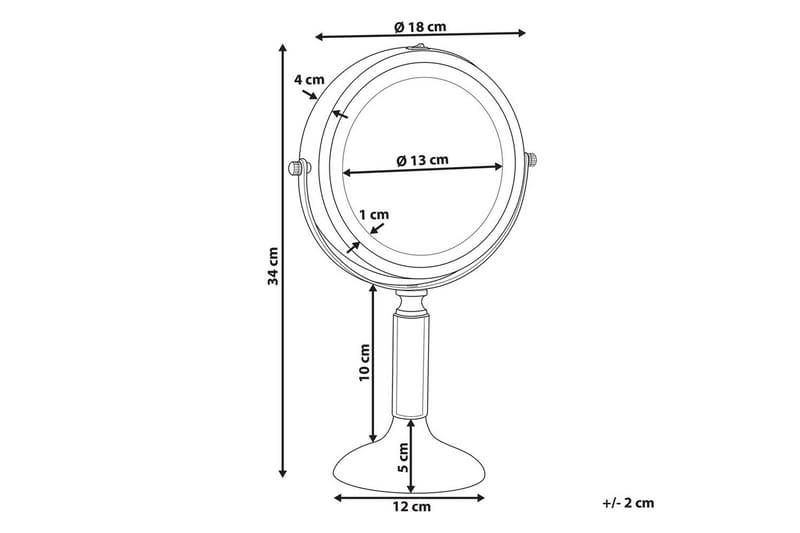 Sminkspegel Beliani Baixas Guld/svart GOLD||Black - Innredning - Speil - Sminkespeil