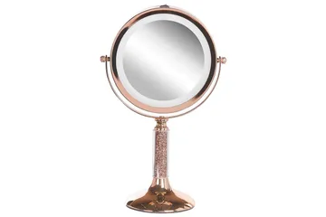 Sminkspegel Beliani Baixas Guld/svart Rose||GOLD - Innredning - Speil - Speil med belysning
