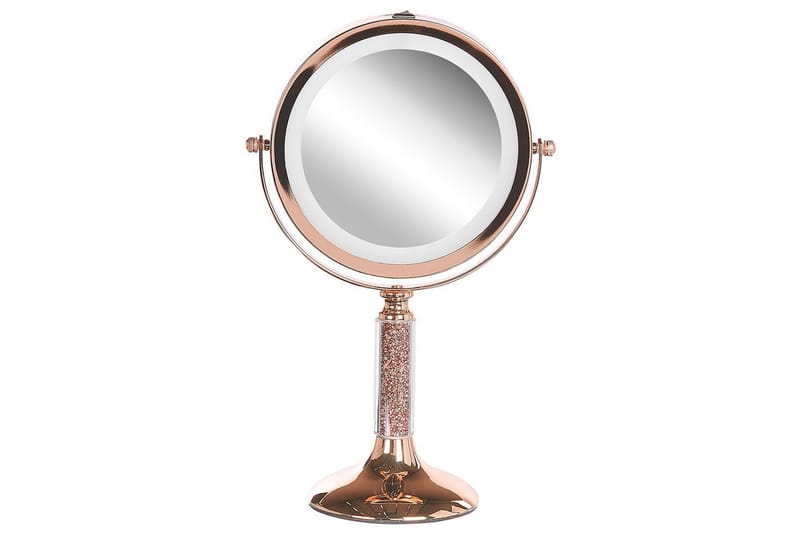 Sminkspegel Beliani Baixas Guld/svart Rose||GOLD - Innredning - Speil - Speil med belysning