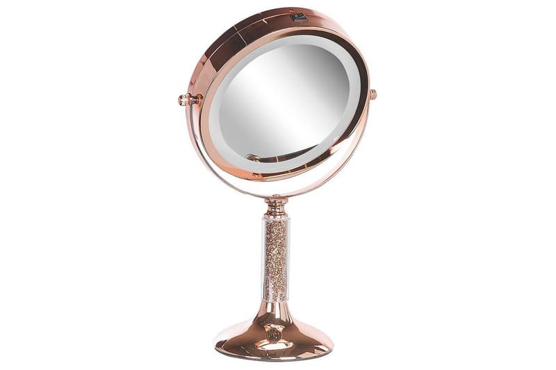 Sminkspegel Beliani Baixas Guld/svart Rose||GOLD - Innredning - Speil - Speil med belysning