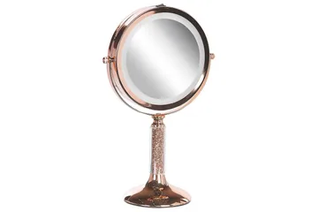 Sminkspegel Beliani Baixas Guld/svart Rose||GOLD - Innredning - Speil - Speil med belysning