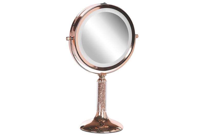 Sminkspegel Beliani Baixas Guld/svart Rose||GOLD - Innredning - Speil - Speil med belysning