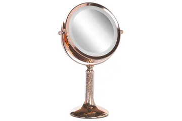 Sminkspegel Beliani Baixas Guld/svart Rose||GOLD - Innredning - Speil - Speil med belysning