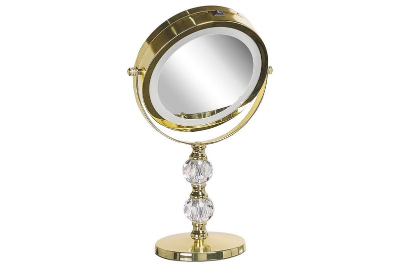 Sminkspegel Beliani Claira Guld GOLD - Innredning - Speil - Speil med belysning
