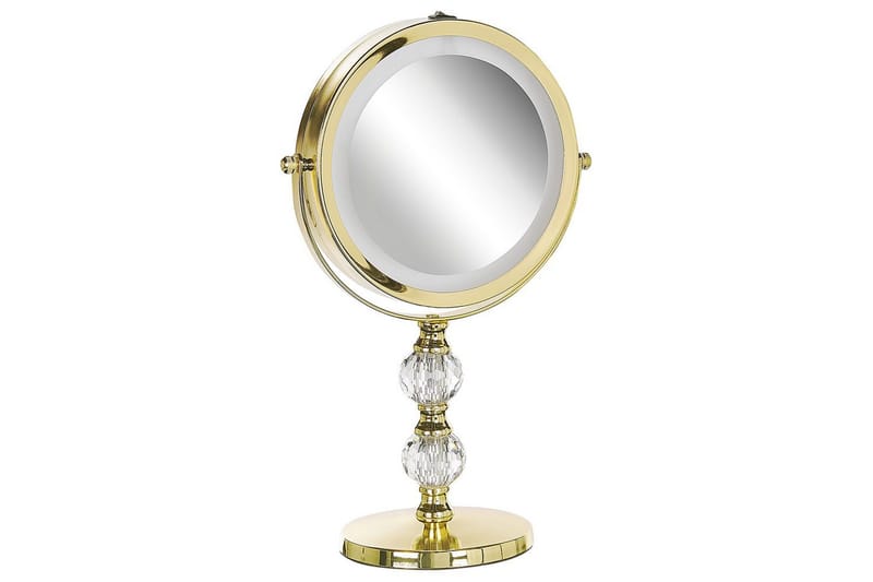 Sminkspegel Beliani Claira Guld GOLD - Innredning - Speil - Speil med belysning