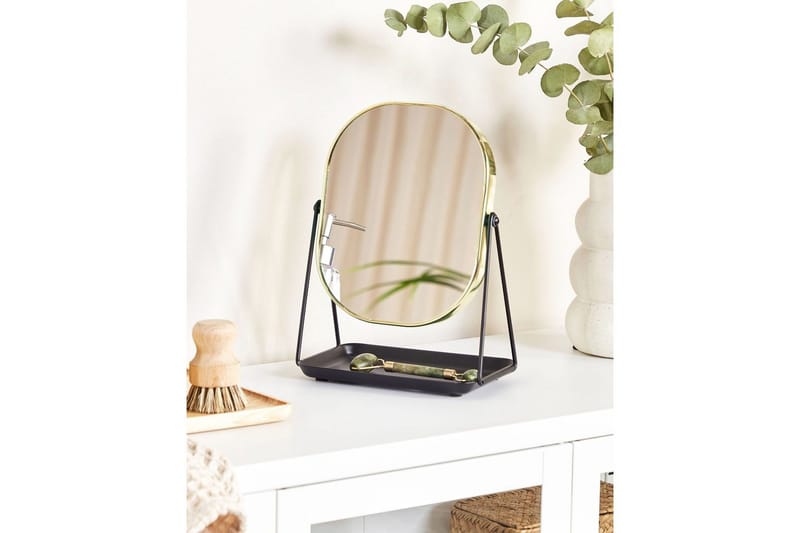 Sminkspegel Beliani Correze Guld/svart GOLD||Black - Innredning - Speil - Sminkespeil
