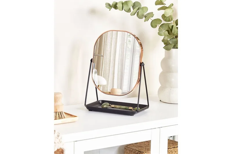 Sminkspegel Beliani Correze Guld/svart Rose||Black - Innredning - Speil - Sminkespeil