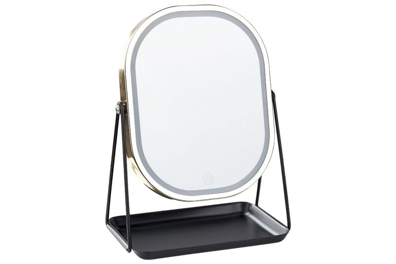 Sminkspegel Beliani Dordogne Guld/svart GOLD||Black - Innredning - Speil - Speil med belysning