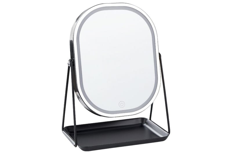 Sminkspegel Beliani Dordogne Guld/svart Silver||Black - Innredning - Speil - Speil med belysning