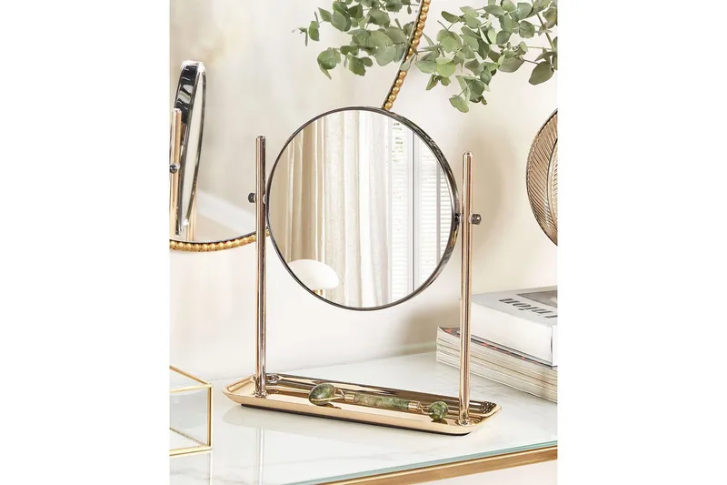 Sminkspegel Beliani Finistere GOLD||Black - Innredning - Speil - Sminkespeil