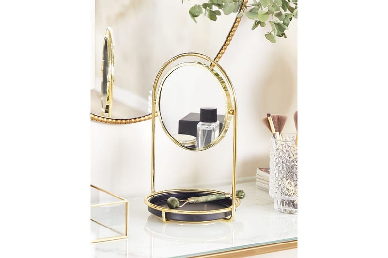 Sminkspegel Beliani Indre GOLD||Black - Innredning - Speil - Sminkespeil