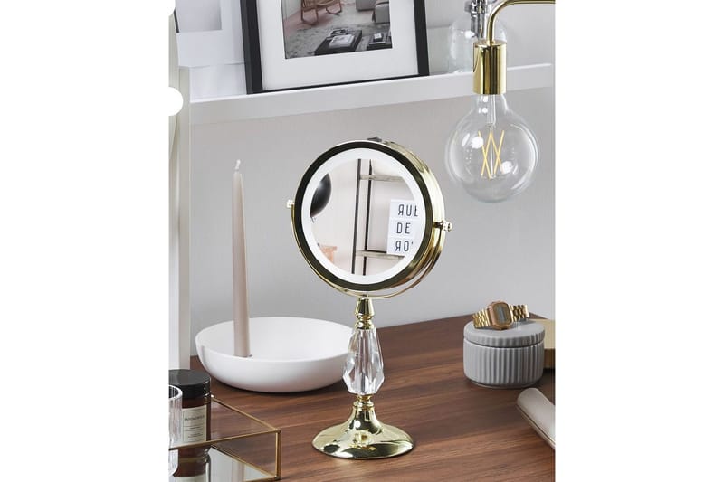 Sminkspegel Beliani Maury Guld GOLD VALUE_MISSING_2 - Innredning - Speil - Speil med belysning