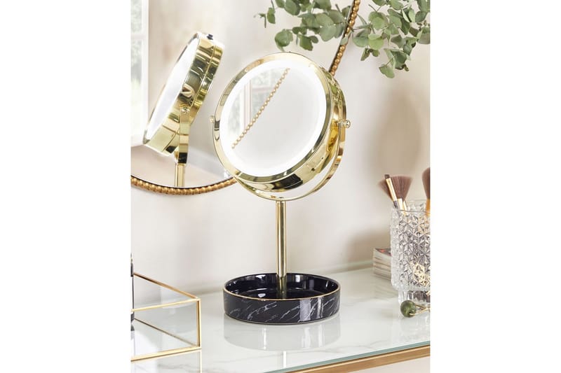 Sminkspegel Beliani Savoie Guld/Svart GOLD||Black - Innredning - Speil - Speil med belysning