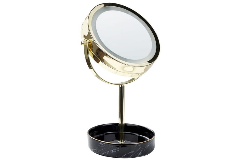 Sminkspegel Beliani Savoie Guld/Svart GOLD||Black - Innredning - Speil - Speil med belysning