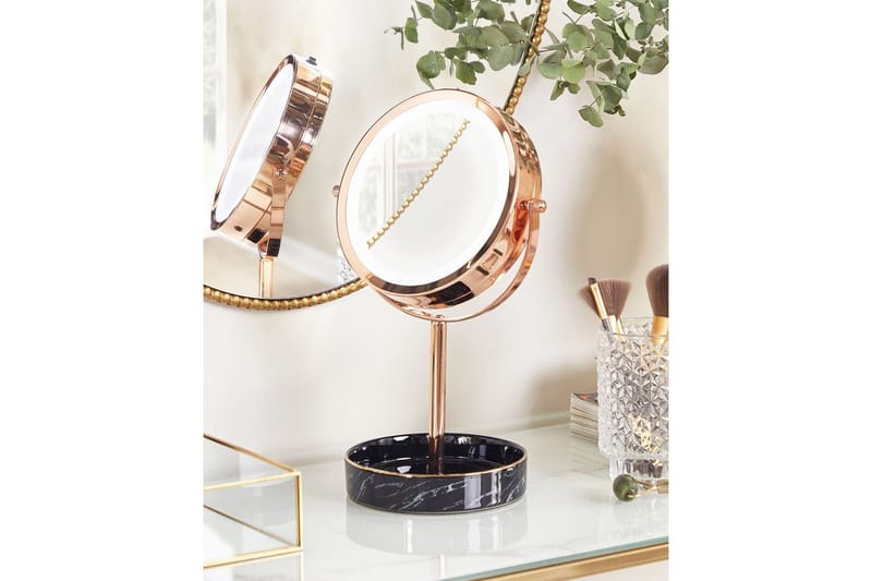 Sminkspegel Beliani Savoie Guld/Svart Rose||Black - Innredning - Speil - Speil med belysning