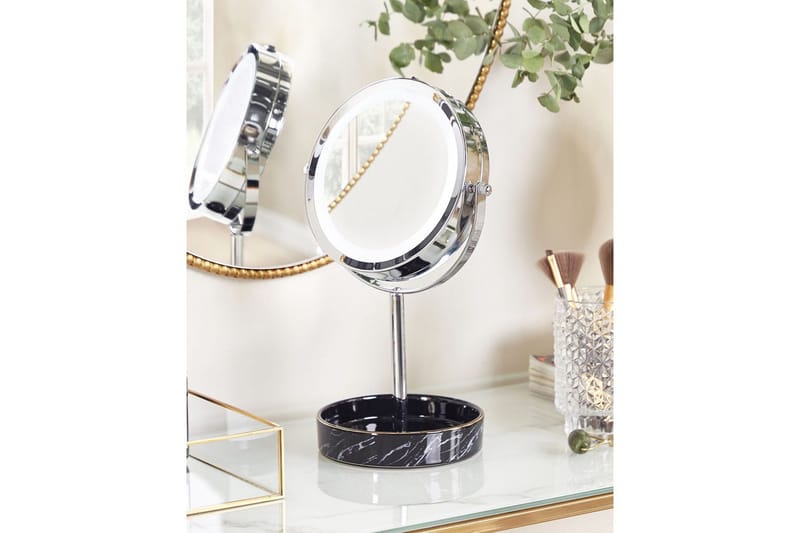 Sminkspegel Beliani Savoie Guld/Svart Silver||Black - Innredning - Speil - Speil med belysning
