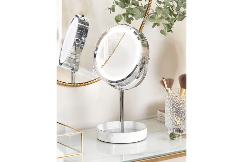 Sminkspegel Beliani Savoie Guld/Svart Silver||White - Innredning - Speil - Speil med belysning