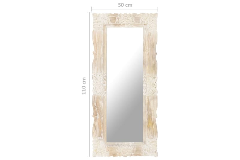 Speil hvit 110x50 cm heltre mango - Hvit - Veggspeil - Gangspeil