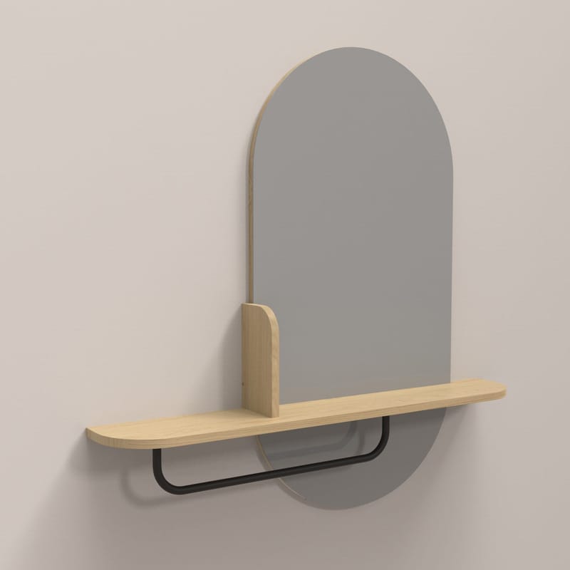 Speil med hylle HOME4YOU Aalborg 92x15x93 cm eik - brun - Innredning - Speil - Veggspeil