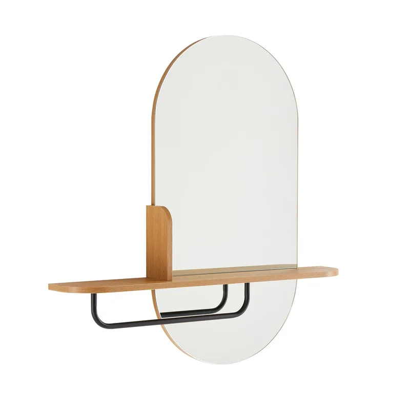 Speil med hylle HOME4YOU Aalborg 92x15x93 cm eik, brun