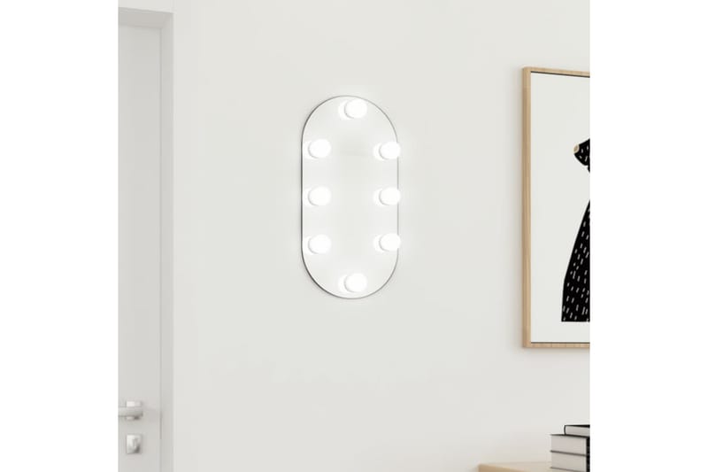 Speil med LED-lys 40x20 cm glass oval - Silver - Veggspeil - Gangspeil
