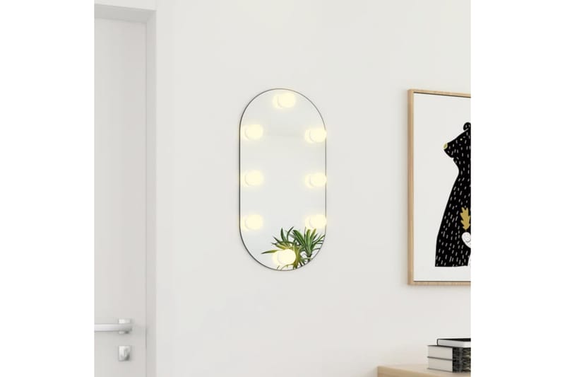 Speil med LED-lys 60x30 cm glass oval - Silver - Innredning - Speil - Veggspeil