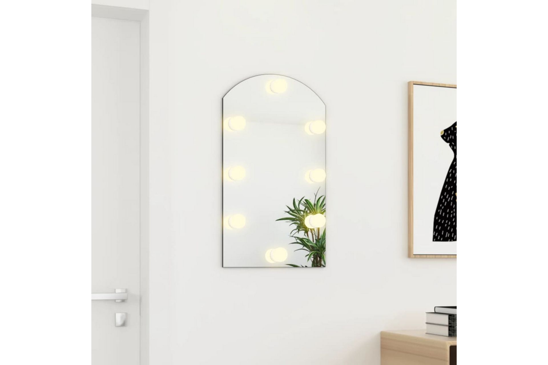 Speil med LED-lys 70x40 cm glass oval - Silver - Innredning - Speil - Veggspeil