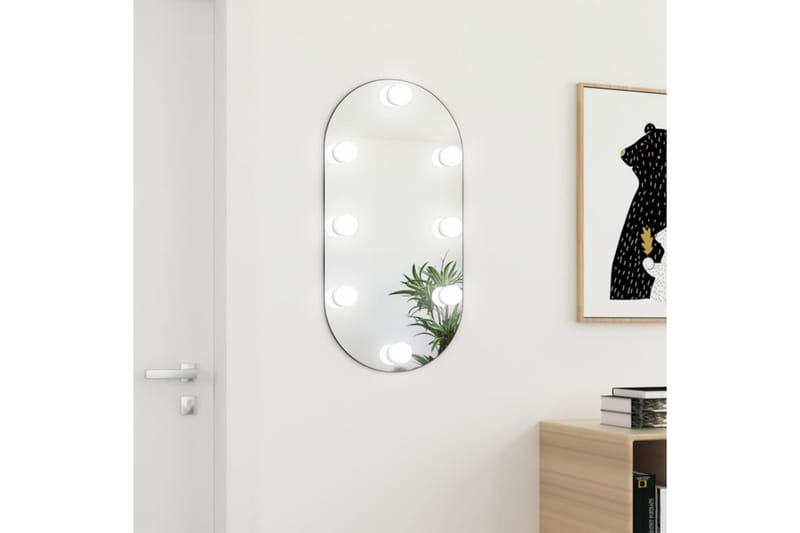 Speil med LED-lys 80x40 cm glass oval - Silver - Innredning - Speil - Veggspeil