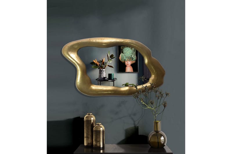 Speil Wohnling Asymmetrisk metall tykt metallramme oval 100 cm - Innredning - Speil - Veggspeil