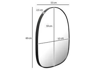 Speil Wohnling Asymmetrisk metall tykt metallramme oval 60 cm - Innredning - Speil - Veggspeil