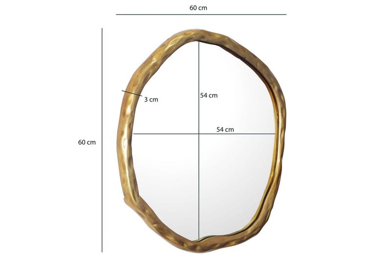 Speil Wohnling Asymmetrisk metallramme rund 60 cm - Innredning - Speil - Veggspeil